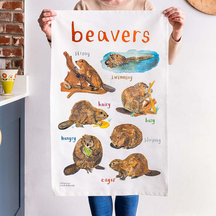 Beavers Tea Towel by Sarah Edmonds