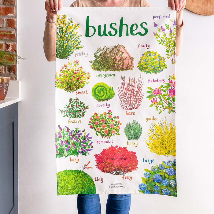 Sarah Edmonds Illustration  Bushes Pun Cotton Tea Towel