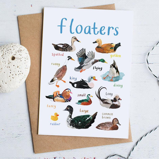 Funny Greeting Card - Floaters Duck Greeting Card by Sarah Edmonds Illustration