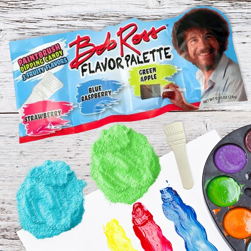 Bob Ross Flavor Palette (18 Pack) Paintbrush Dipping Candy 3 Fruity Flavors  (Strawberry, Blue Rasberry, Green Apple) with 2 GosuToys Stickers