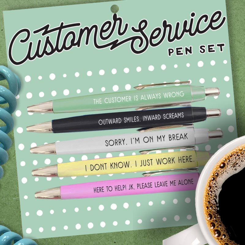 Set of 4 pens with quotes - Customer Service