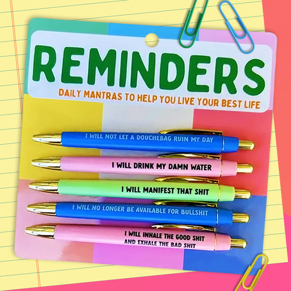 Reminder Daily Mantra Pens Swear Word Set Funny Weekly Reminders