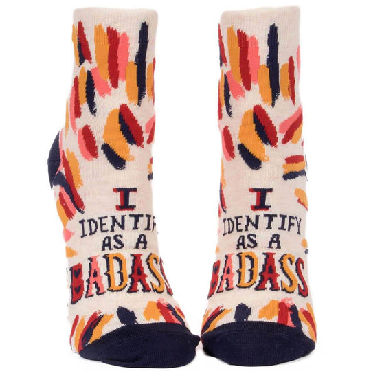 I Identify As A Badass Ankle Socks - Unique Gifts - Blue Q