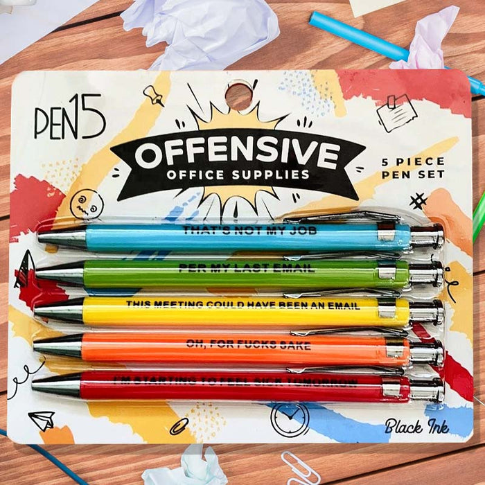 New 5Pcs Push Type Pen Creative Funny Offensive Pen Shit-show Pens Work  Sucks Pen Office School Supplies Stationery Kids Gifts - AliExpress