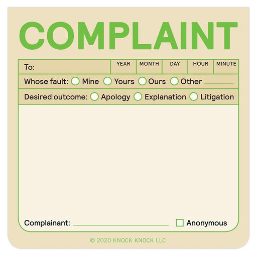 Complaint Sticky Note