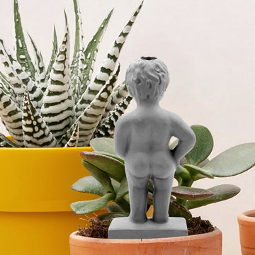 Quirky Peeing Man Succulent Planter Whimsical Indoor Garden Statue 