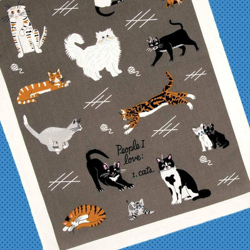 2 Black Cat Kitchen Towel Funny Dish Towels with Cats On Them White  Dishtowels